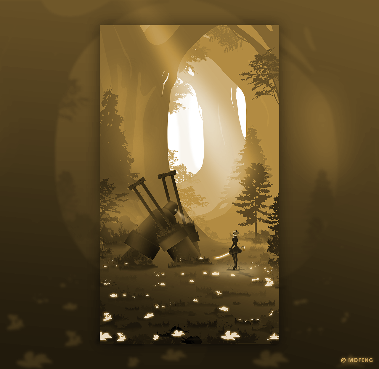 扁平插画风2B小姐姐