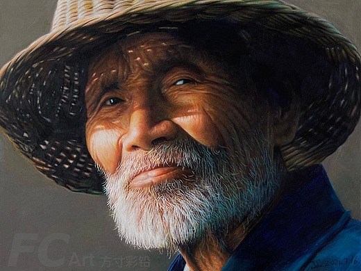 彩铅作品-老人肖像