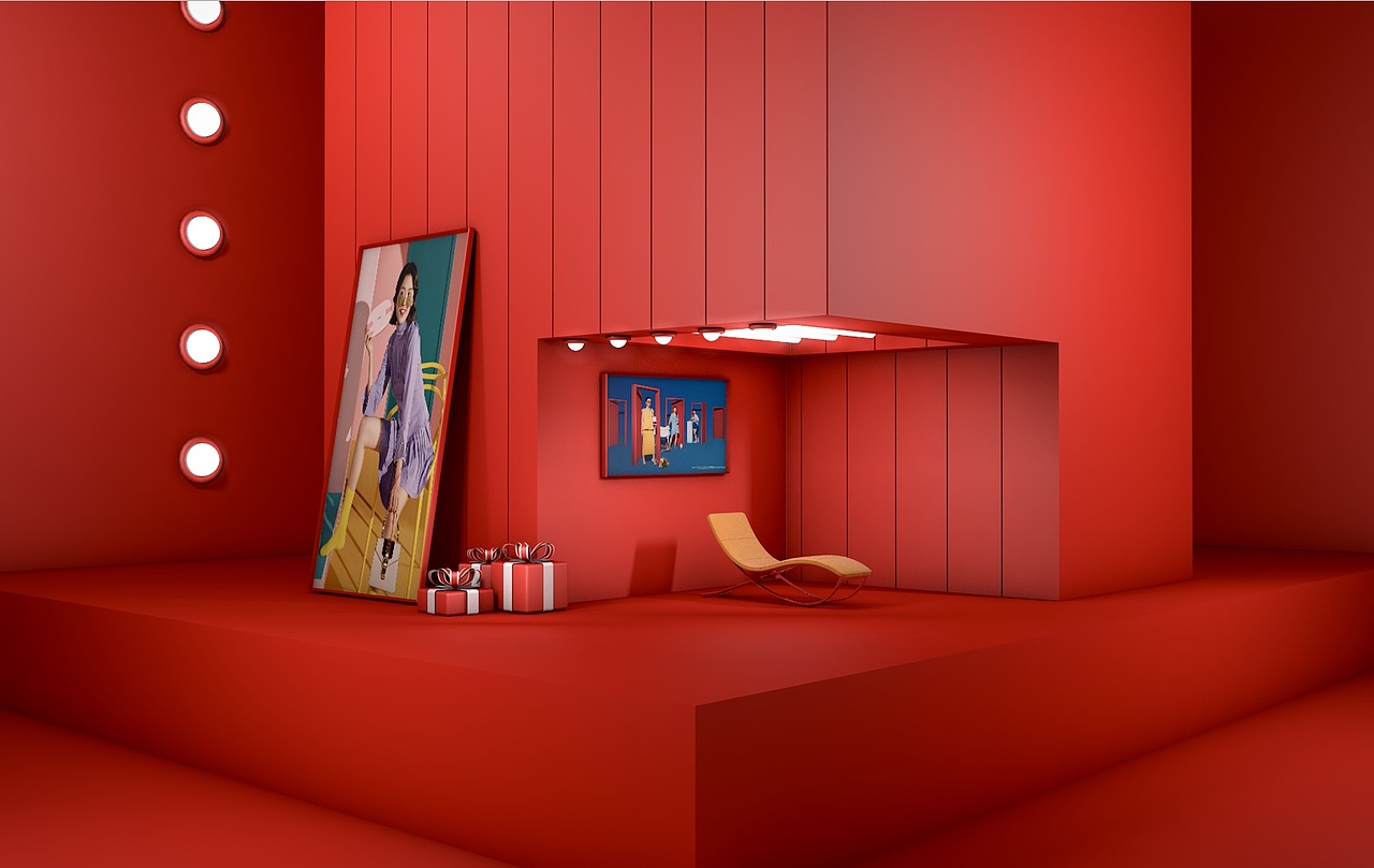 七月C4D練習(xí)——紅閣屋（圖ZMjE4OTUwNTcy） - 海報 - 站酷設(shè)計師娜娜不吃辣辣原創(chuàng)素材 - 站酷ZCOOL