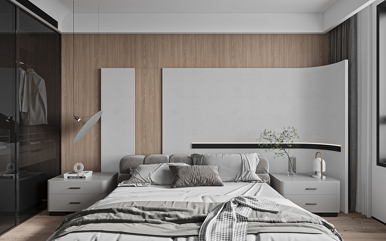 现代客餐厅卧室效果图