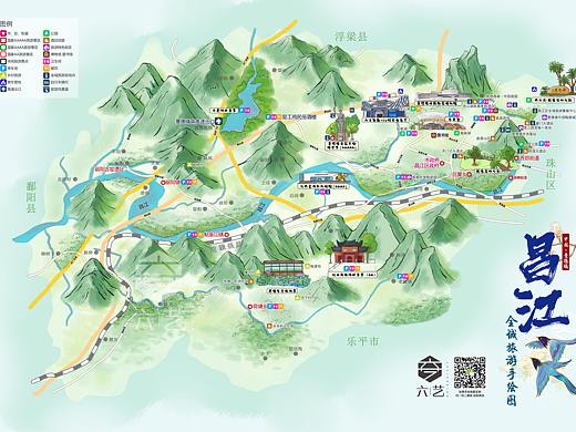 景德镇昌江区景区手绘地图导览图