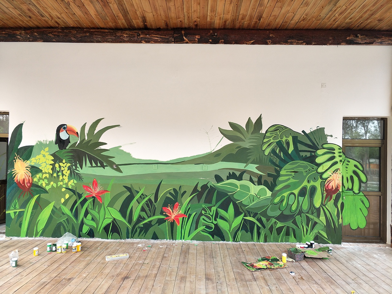 森林剧场主题舞台手绘墙