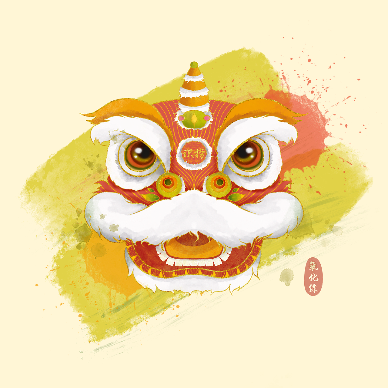 中国风醒狮狮子头