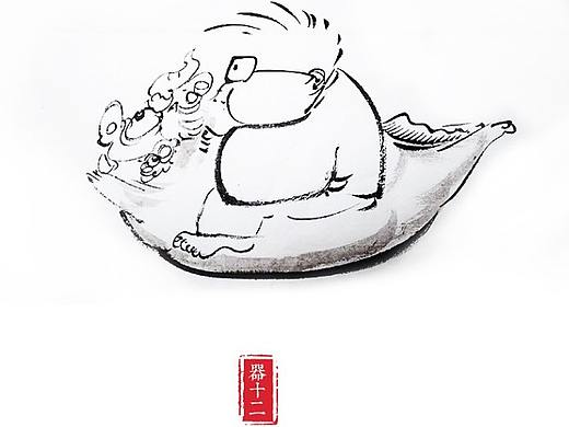 器十二 景德镇 手工捏雕龙九子嘲风 茶宠香插摆件