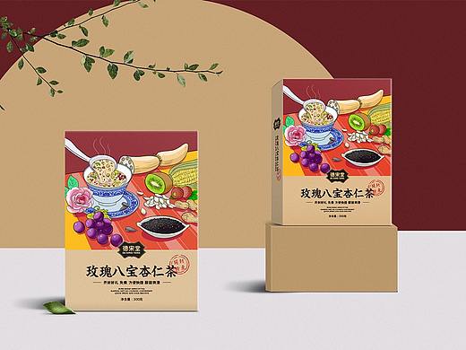 玫瑰八宝杏仁茶手绘包装盒