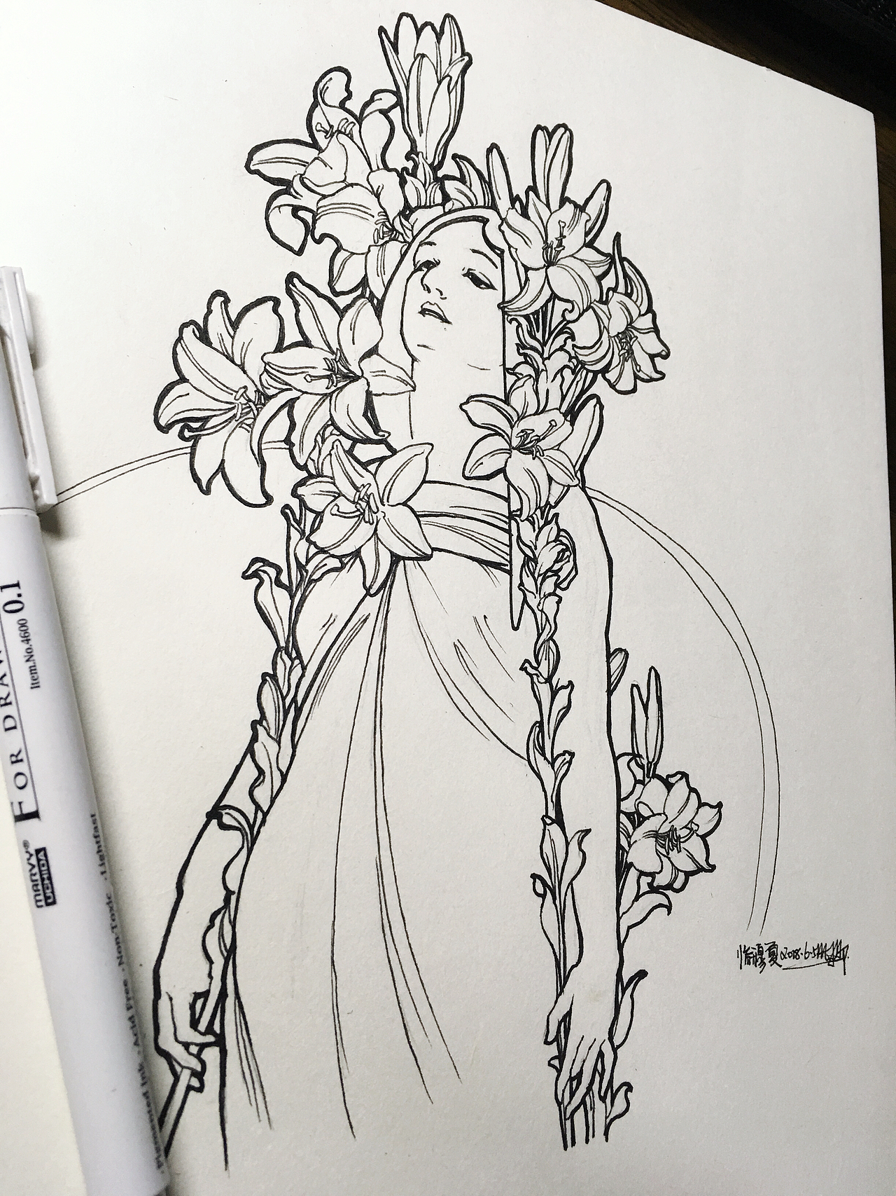 线稿练习转临阿尔丰斯穆夏