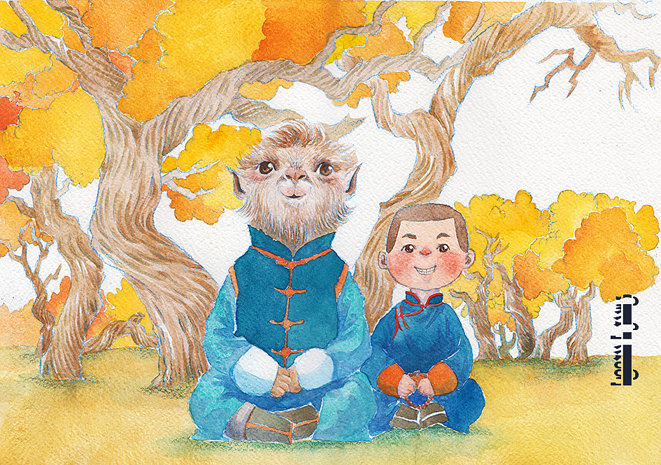 洪荒之力画出的12幅蒙古风插画—《花蕾》2018年封面