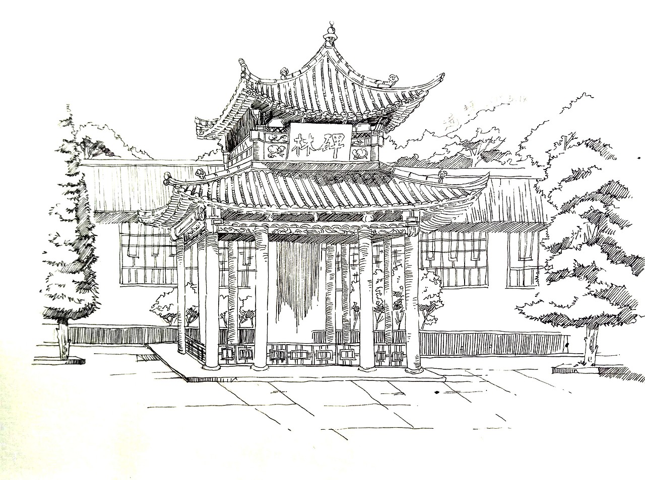 西安风景建筑写生