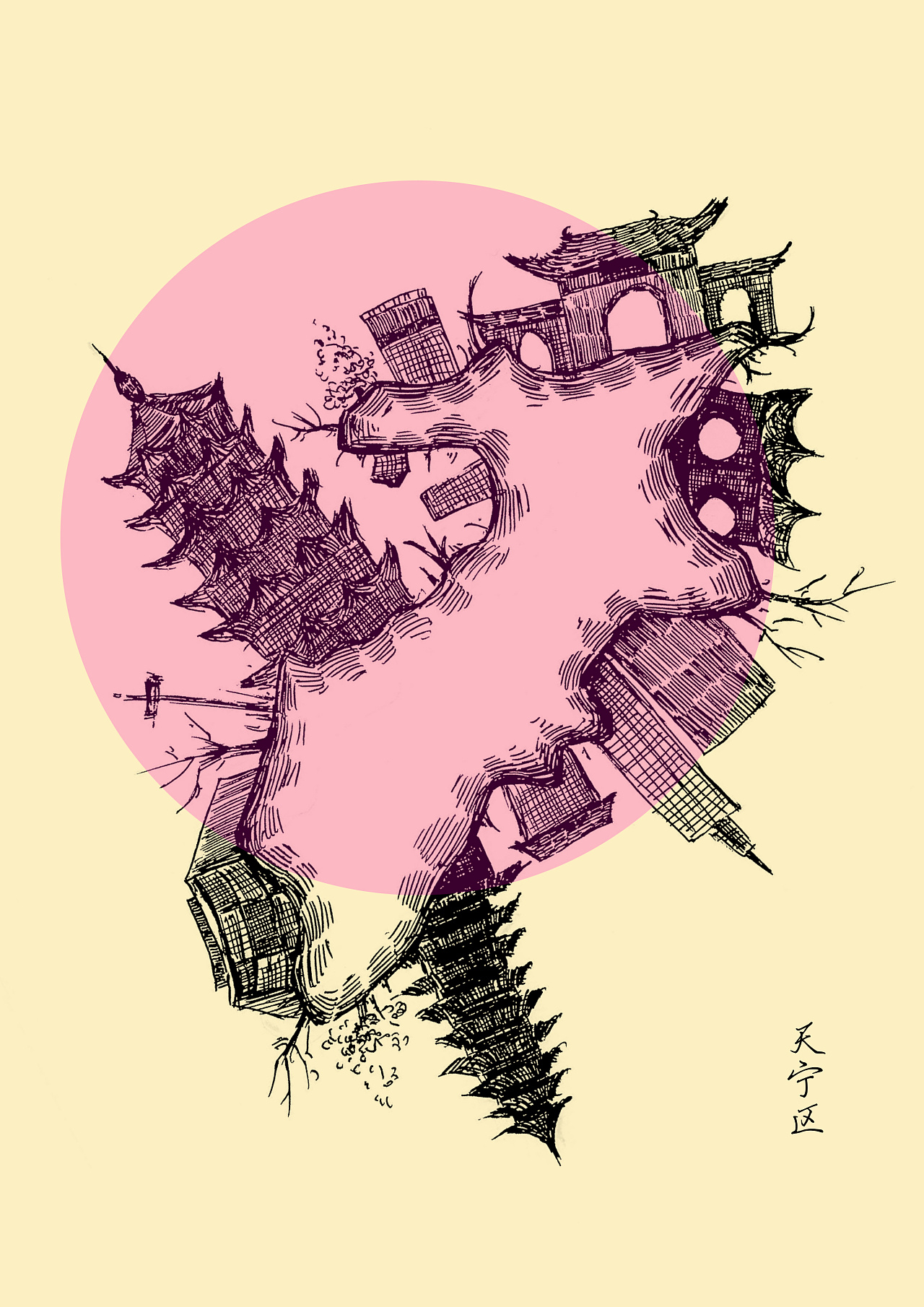 创意手绘地图关于常州