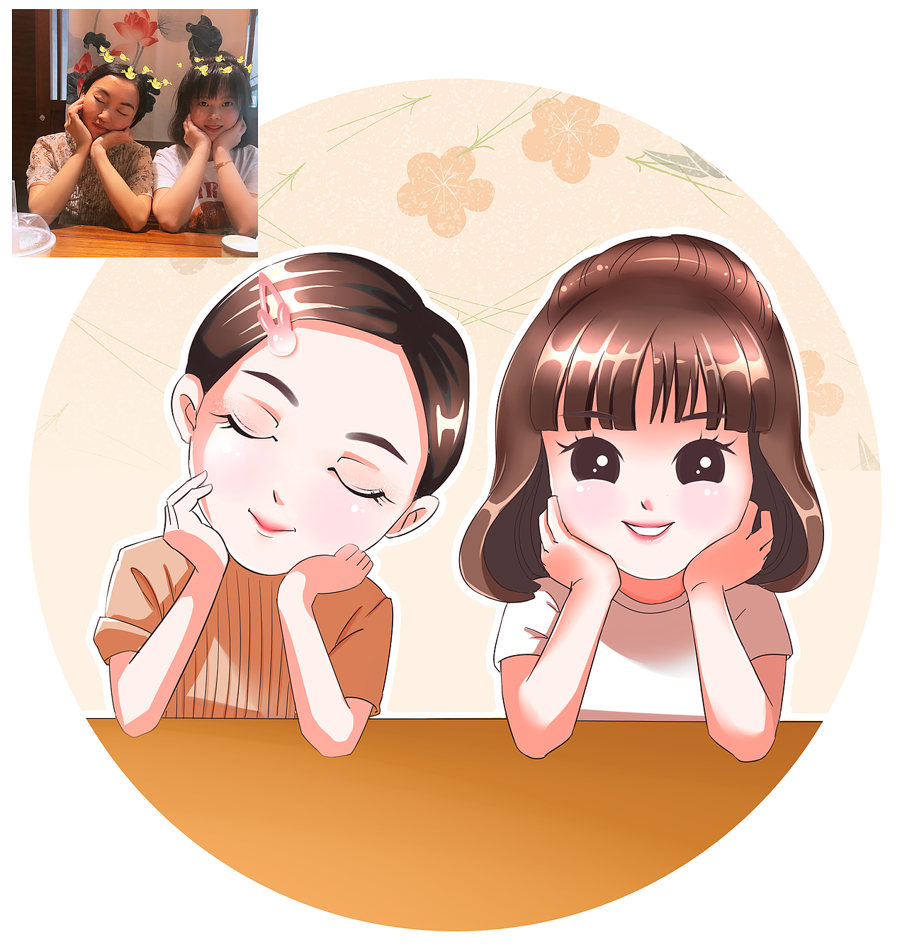 肖像画日漫风格头像之《闺蜜》（图ZMTc5MjAwNzk2） - 商业插画 - 站酷设计师珙桐66原创素材 - 站酷ZCOOL