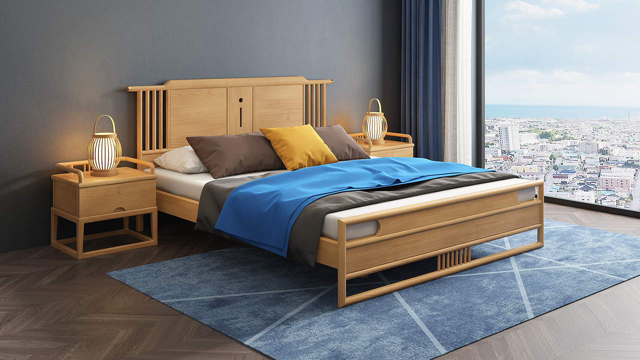 №295中式实木床建模渲染教程（图ZMjgxODA2Mzg0） - 生活用品 - 站酷设计师古色谷香原创素材 - 站酷ZCOOL