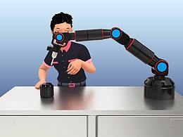 机械臂自动拧螺丝3D动画