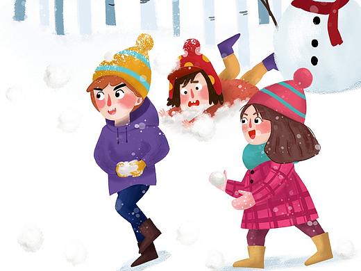 冬天啦，打雪仗去！（個人主頁-ZNDA4NzU2ODg=） - 兒童插畫 - 站酷設(shè)計(jì)師一溪月原創(chuàng)素材 - 站酷ZCOOL