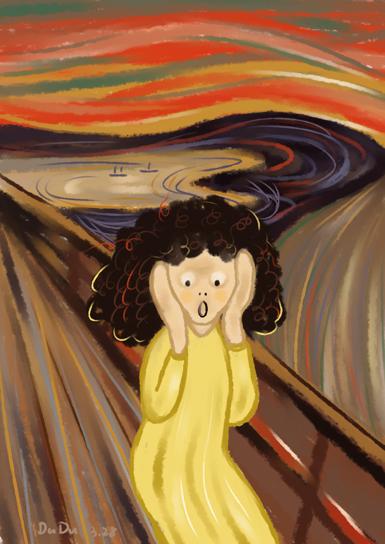 手绘呐喊版淡黄的长裙|插画|创作习作|东北姑娘阳嘟嘟 - 原创作品