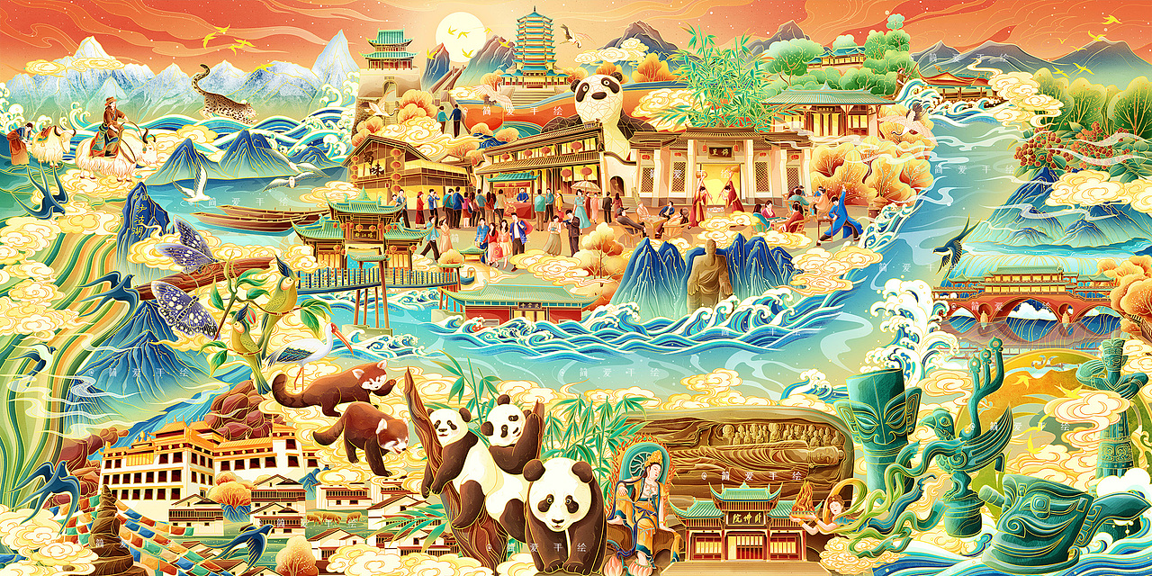【印象成都】蜀味年货食品包装插画（图ZMjc4OTUzNzA0） - 商业插画 - 站酷设计师简爱手绘原创素材 - 站酷ZCOOL