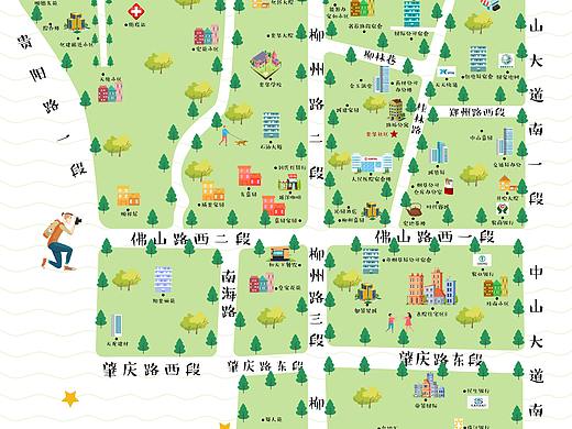 手绘地图扁平风