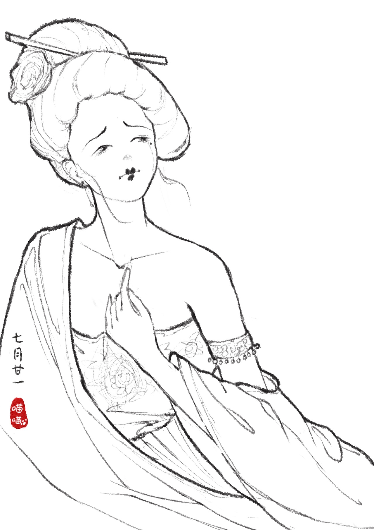 「合集」唐风小美人儿线稿速写（图ZMjg1Mzk1MzMy） - 创作习作 - 站酷设计师雪姑喵喵原创素材 - 站酷ZCOOL