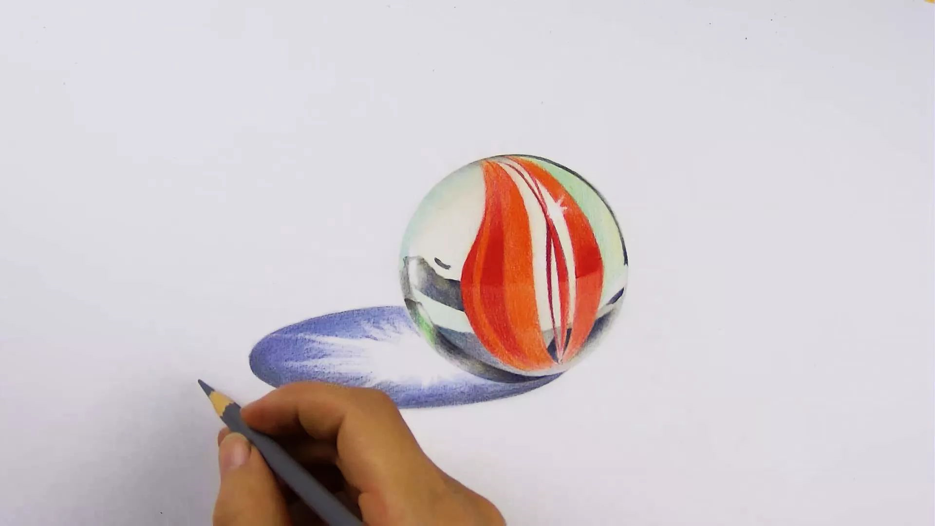 儿时的玻璃珠带你用彩铅画一个