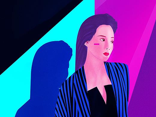 渐变森女系列插画