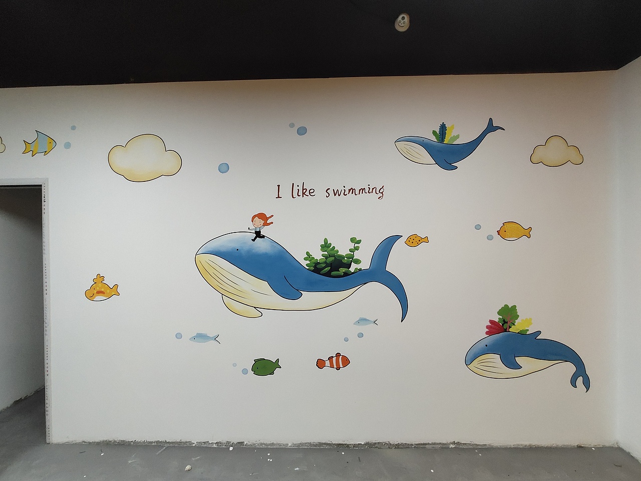 漫画墙绘几米漫画墙绘卡通墙绘海豚墙绘