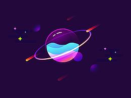 练习-PS绘制炫酷半透明渐变星球