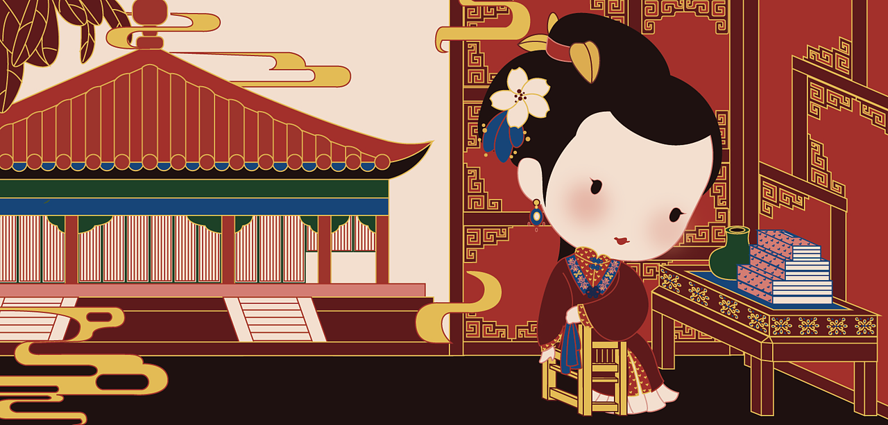 故宫美人q版插画