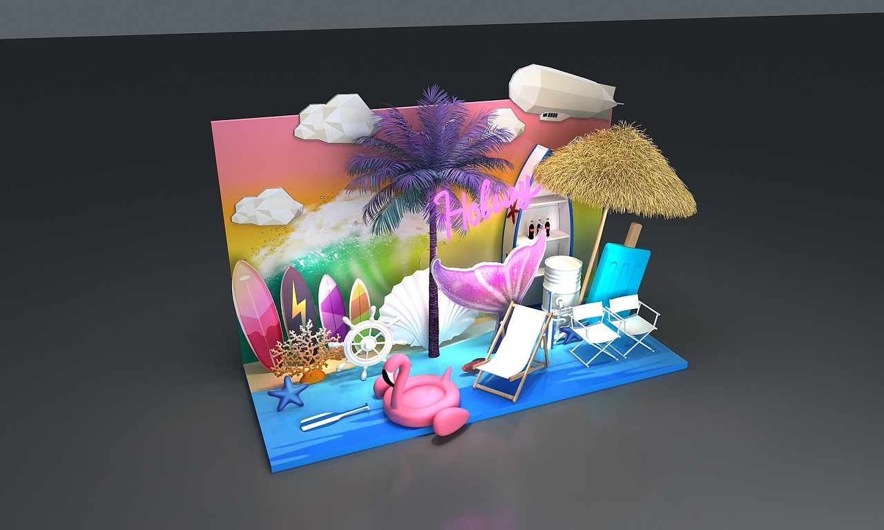 海滩美陈|三维|其他三维|珊珊珊33 - 原创作品 - 站酷 (zcool)