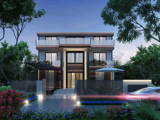 室外效果图|不同角度的别墅外观