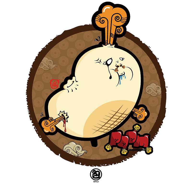 “膨客”——膨胀的中国传统美食（图ZMTM5NzIwNA==） - 新锐潮流插画 - 站酷设计师seven_always原创素材 - 站酷ZCOOL