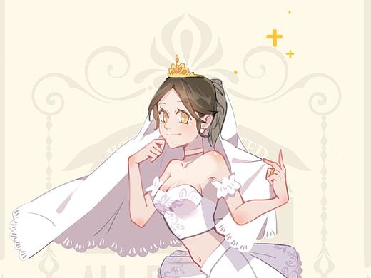 搭配跑鞋的婚纱