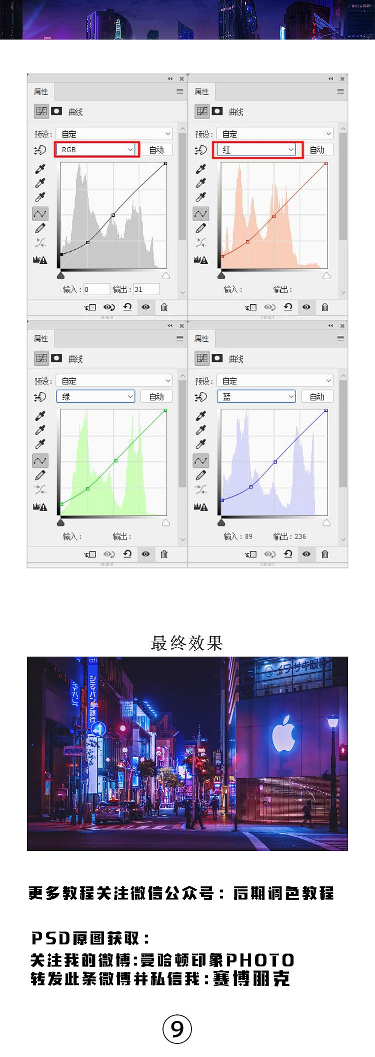 如何修出赛博朋克色调