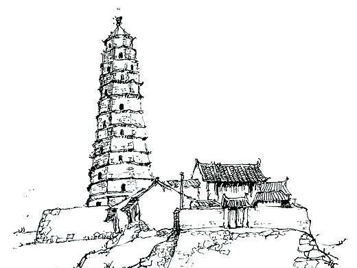 陕西古塔手绘系列之（二）榆林地区古塔