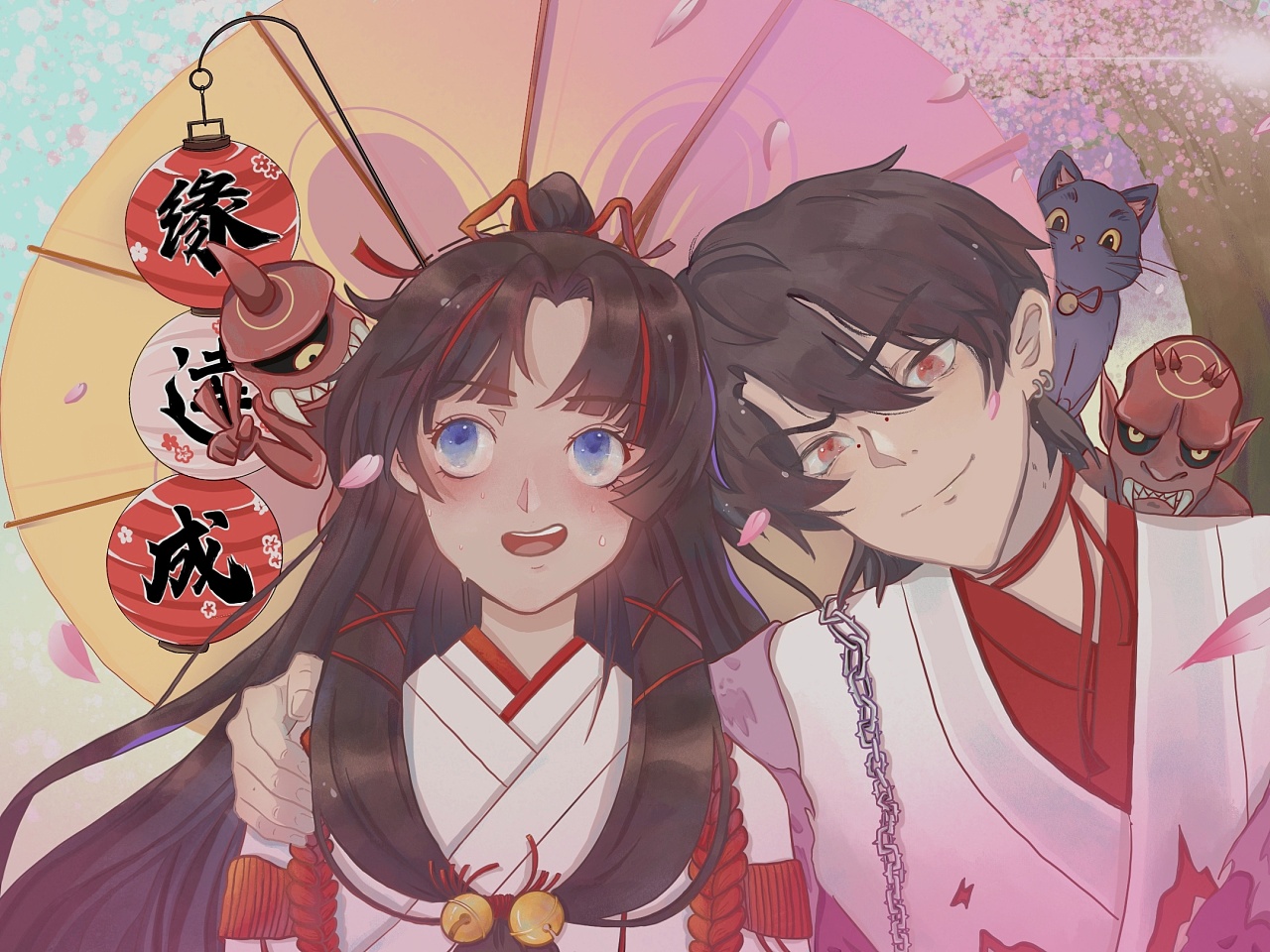 阴阳师童缘cp插画