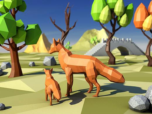 low   ploy场景练习，低面多边形风景