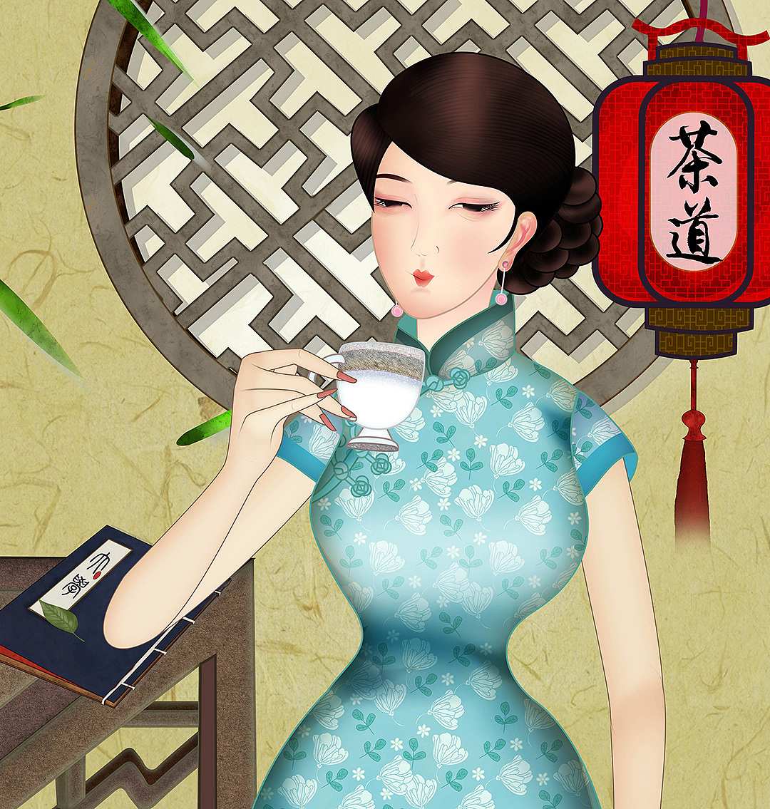 古风唯美红灯笼古书桌子古窗喝茶美人（图ZMjA4MDc2MTk2） - 商业插画 - 站酷设计师隐彰原创素材 - 站酷ZCOOL