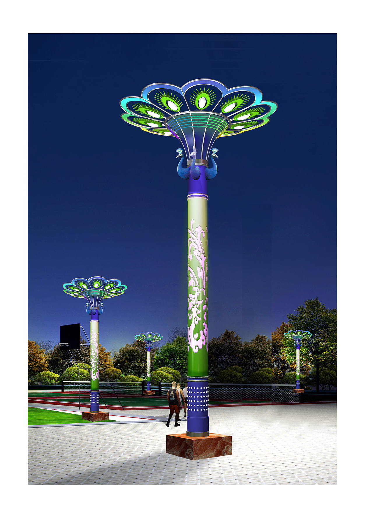 孔雀开屏景观灯-文旅亮化特色景观灯【世博光电】