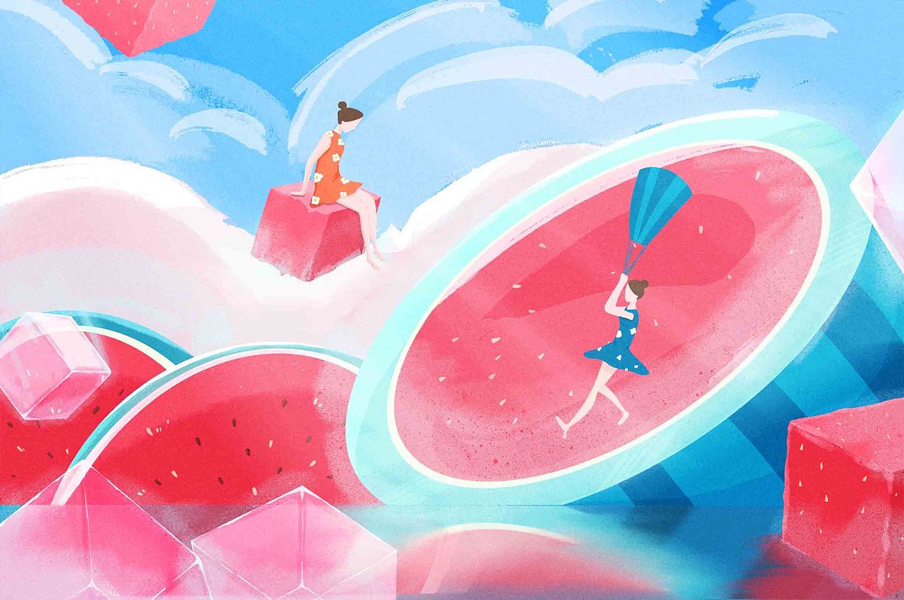 二十四节气-小暑（图ZMjcwNTQyMDg0） - 商业插画 - 站酷设计师麦芽Miya原创素材 - 站酷ZCOOL