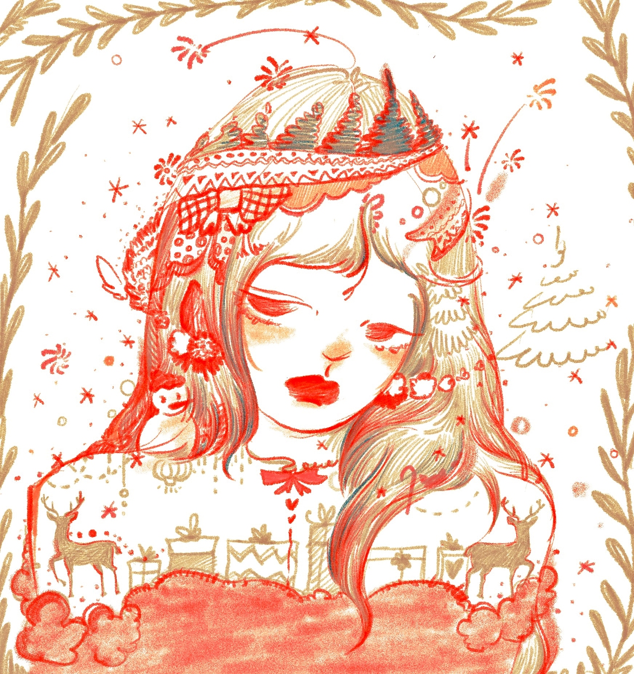 圣诞女孩（图ZMjM3NDcwMTY0） - 创作习作 - 站酷设计师鸭鸭鸭嘴兽原创素材 - 站酷ZCOOL