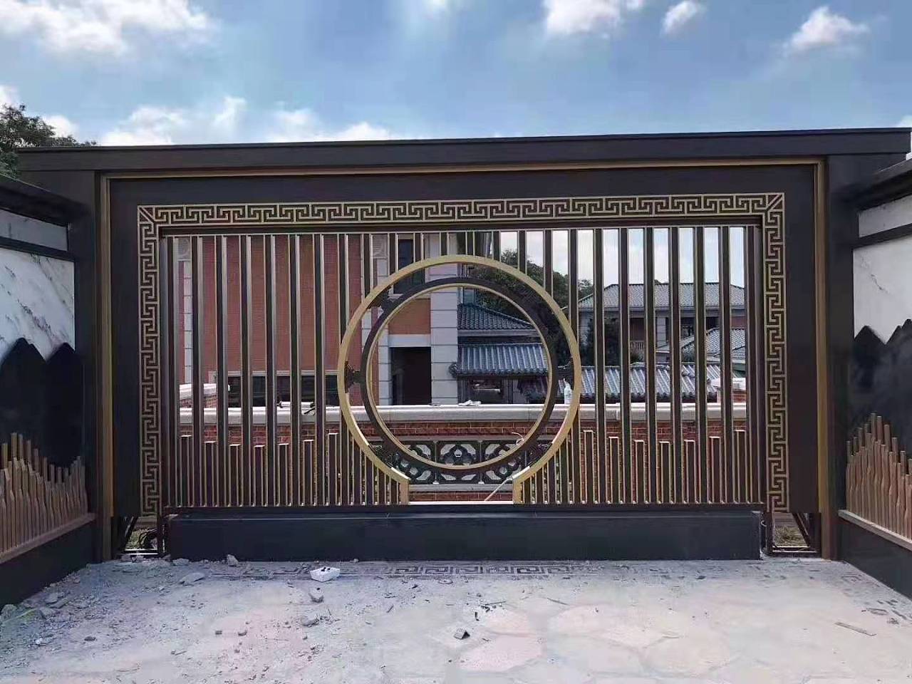 贵州售楼部别墅小区不锈钢山峦背景墙隔断屏风定制