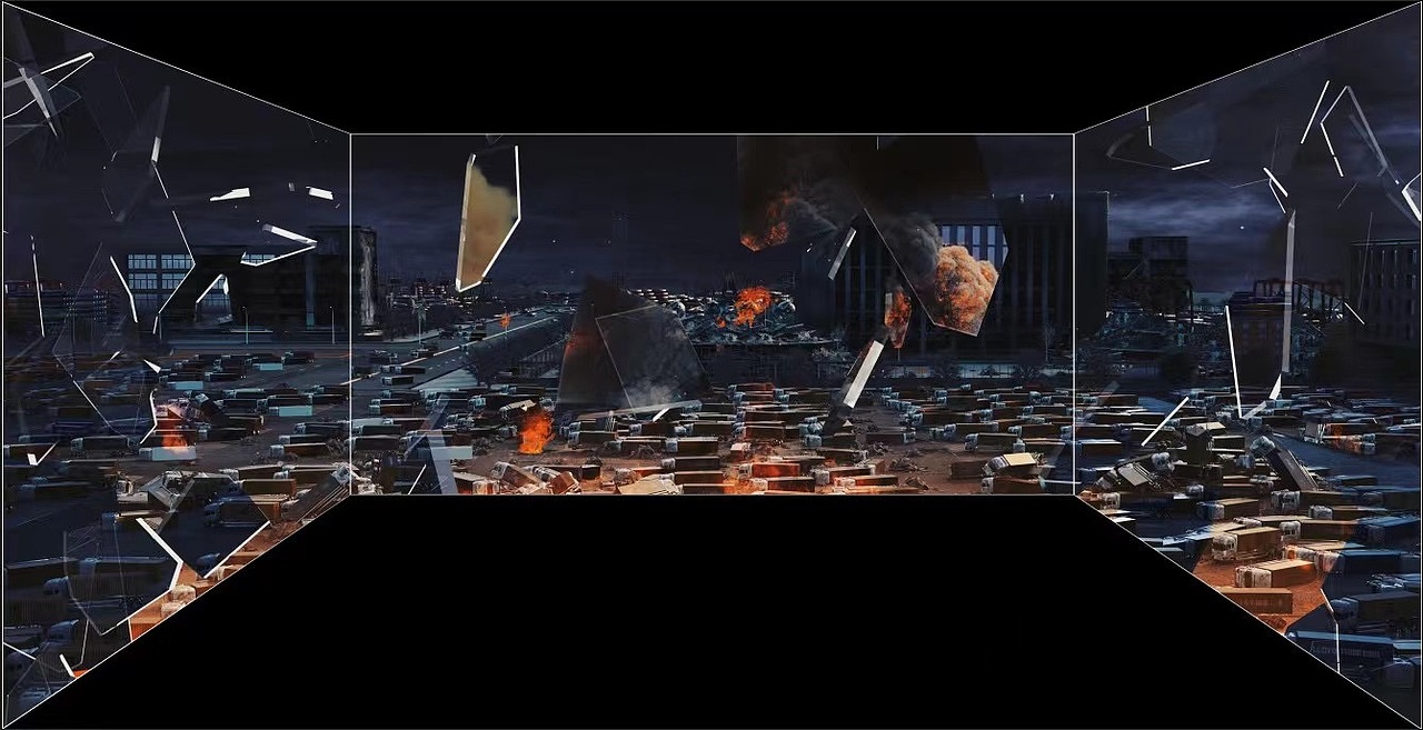 安全警示三折幕