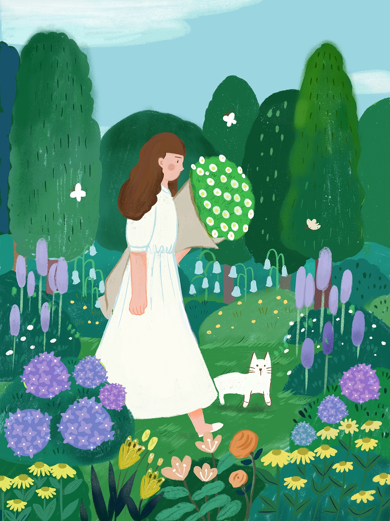 少女与花（图ZMjI0NjExMDMy） - 创作习作 - 站酷设计师白色图腾原创素材 - 站酷ZCOOL