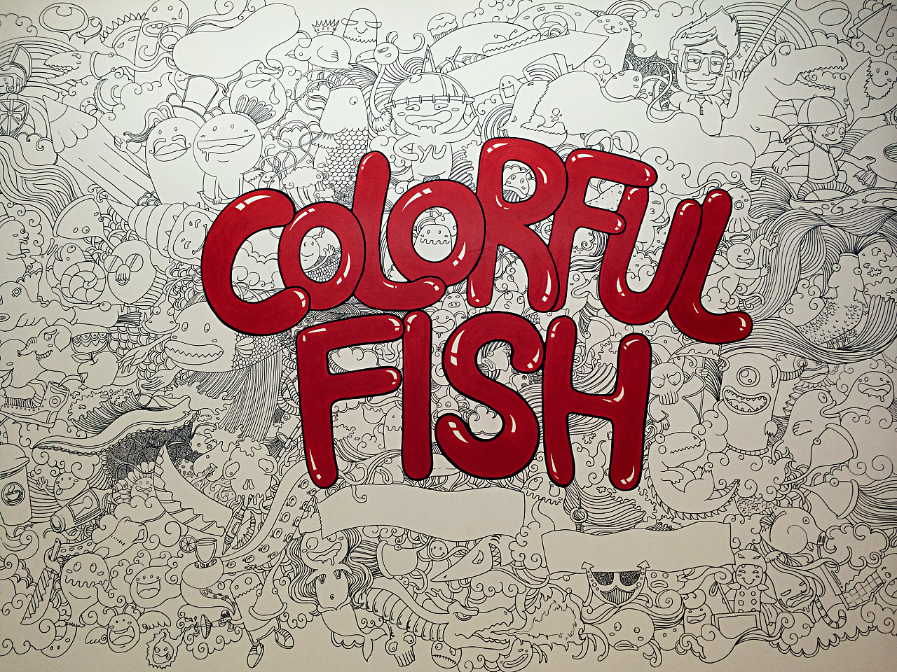 colorful fish墙体手绘涂鸦作品