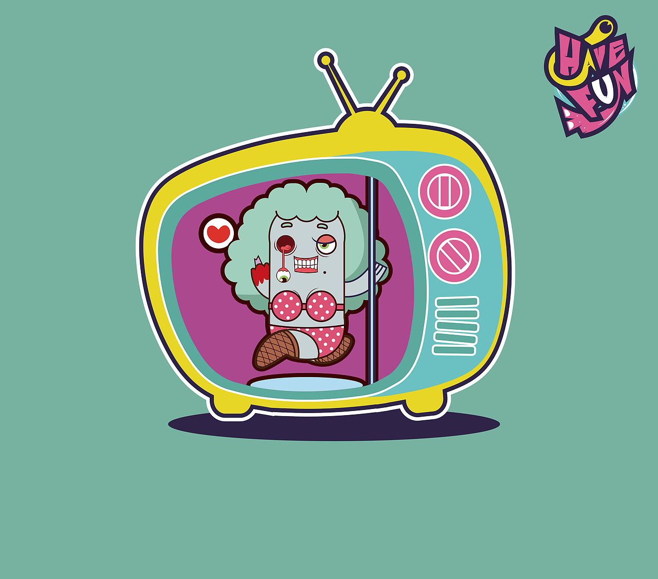 HAVE.FUN.T恤背面幅图初稿~（图ZNTEyNTA5NDg=） - 商业插画 - 站酷设计师JessieD原创素材 - 站酷ZCOOL