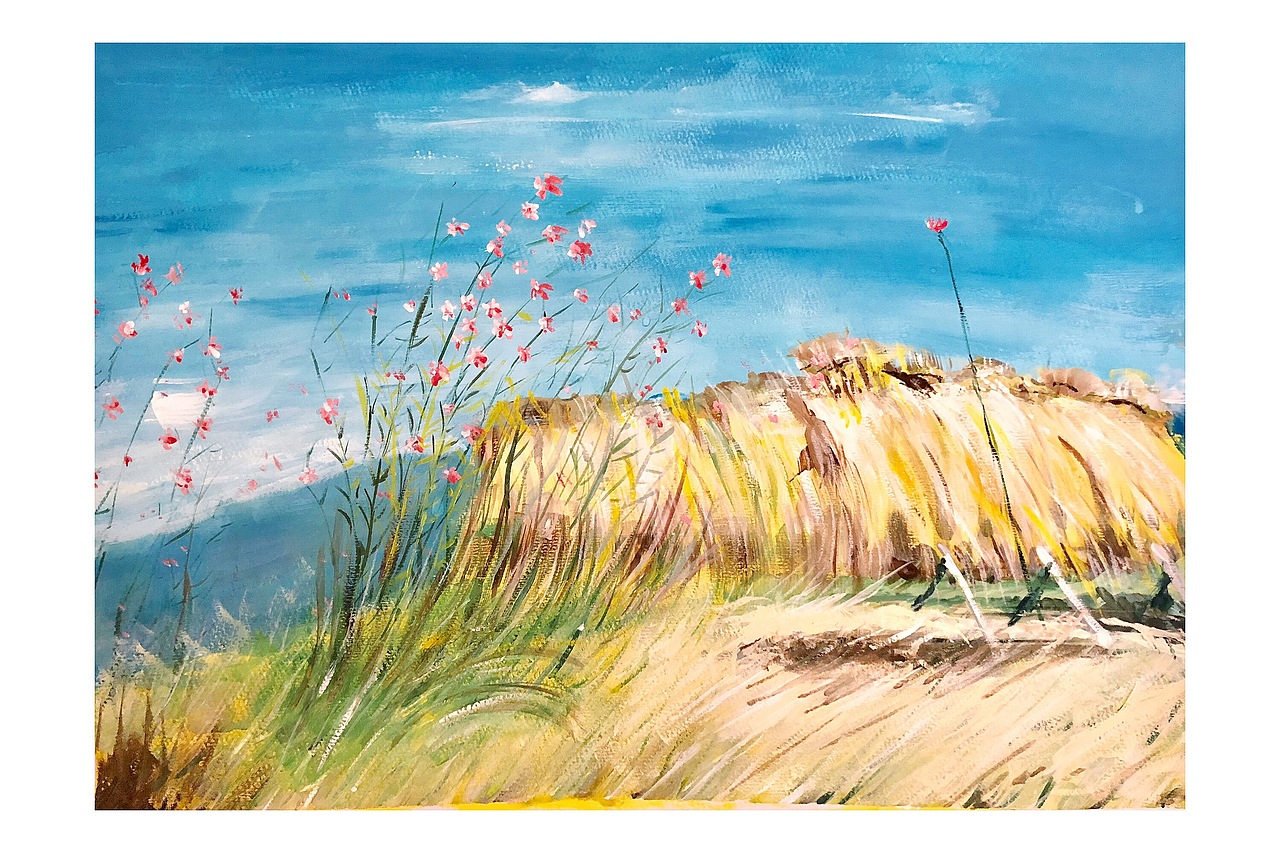 水粉手绘临摹风景画