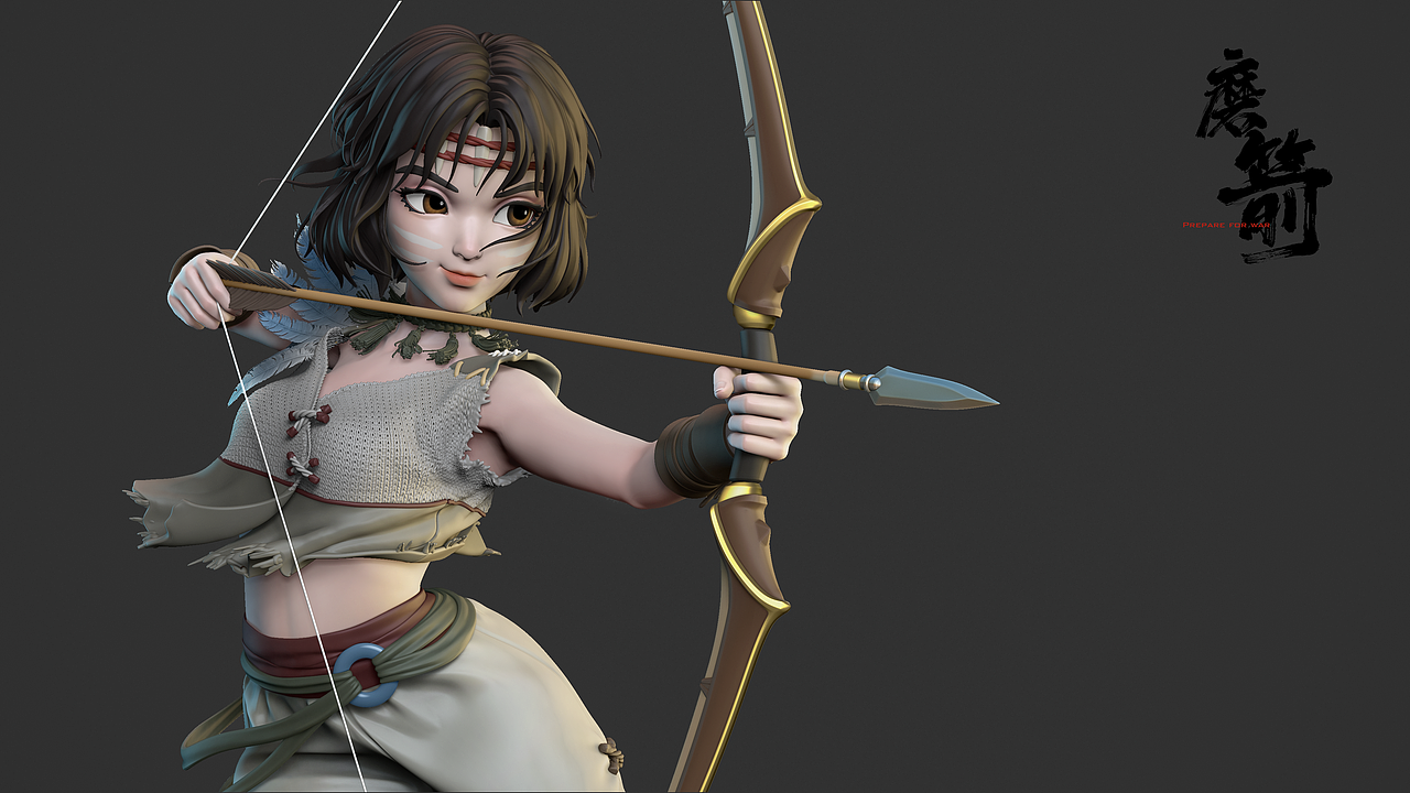 《磨箭-夏装》国风卡通角色（图ZMzU2MTgzOTU2） - 人物/生物 - 站酷设计师做模型的泰勒原创素材 - 站酷ZCOOL