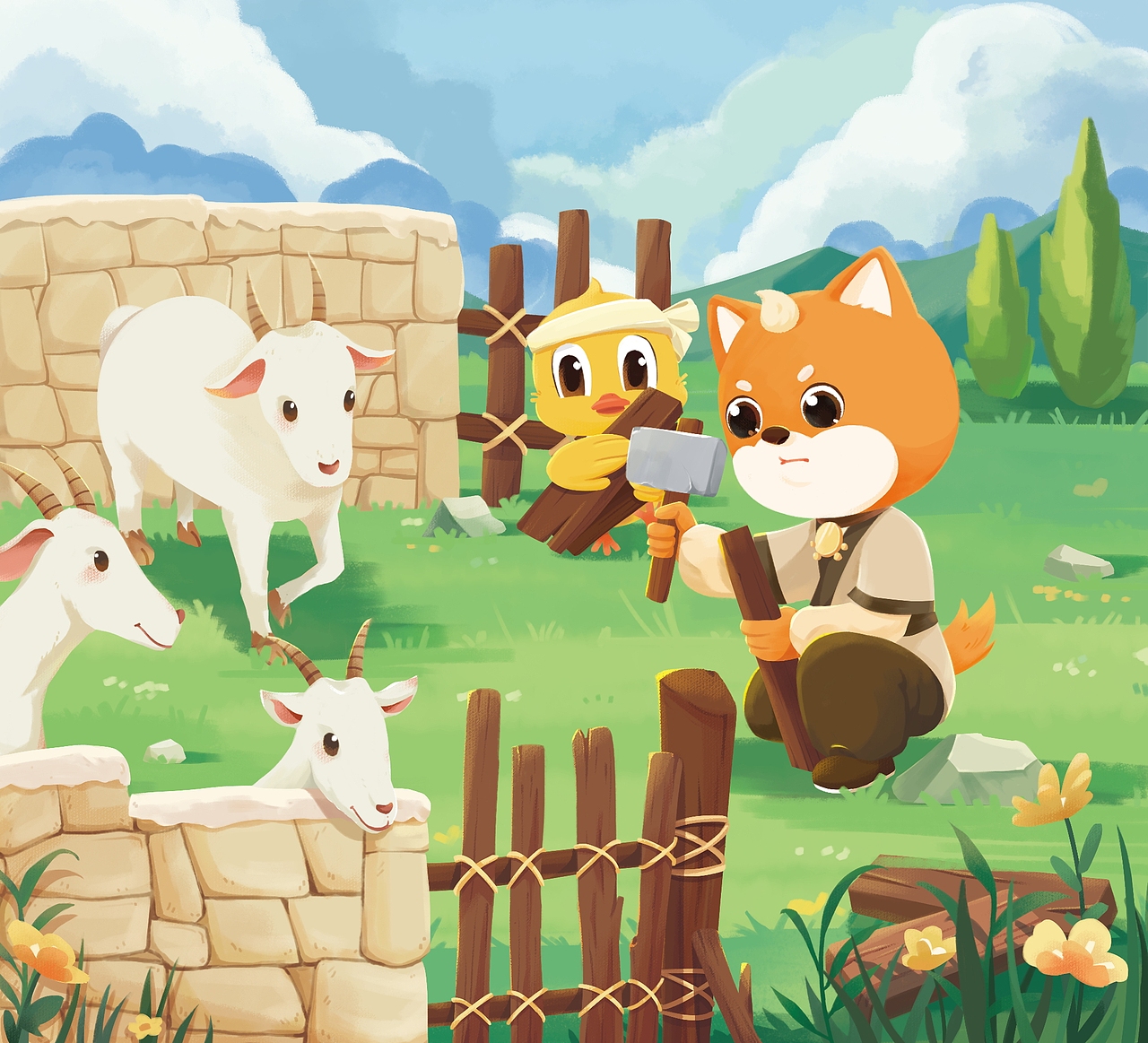 小学语文教辅封面插画1-6年级