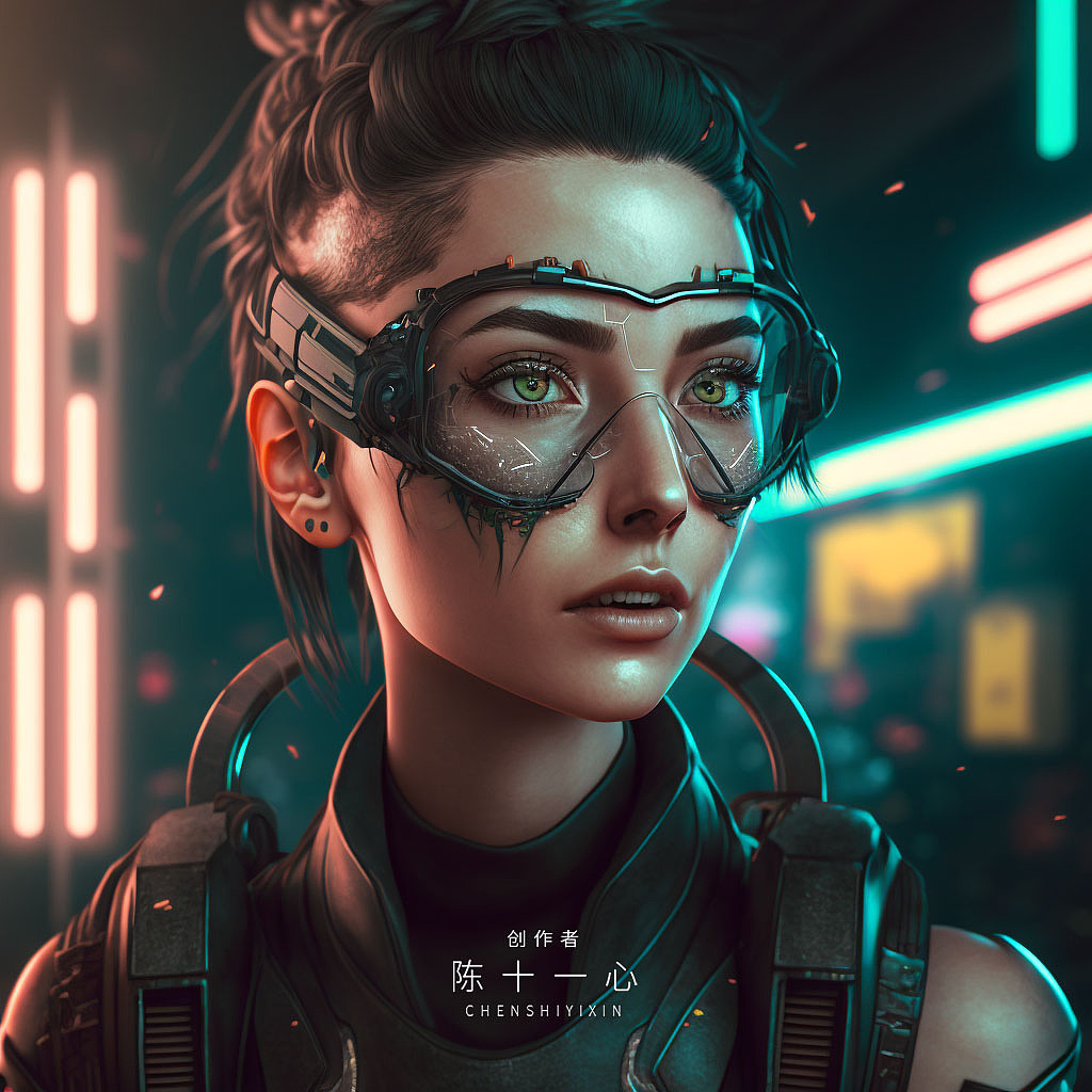 【Midjourney】赛博朋克女孩（图ZMzI4MjAyNjEy） - AI作品 - 站酷设计师陈十一心SD原创素材 - 站酷ZCOOL