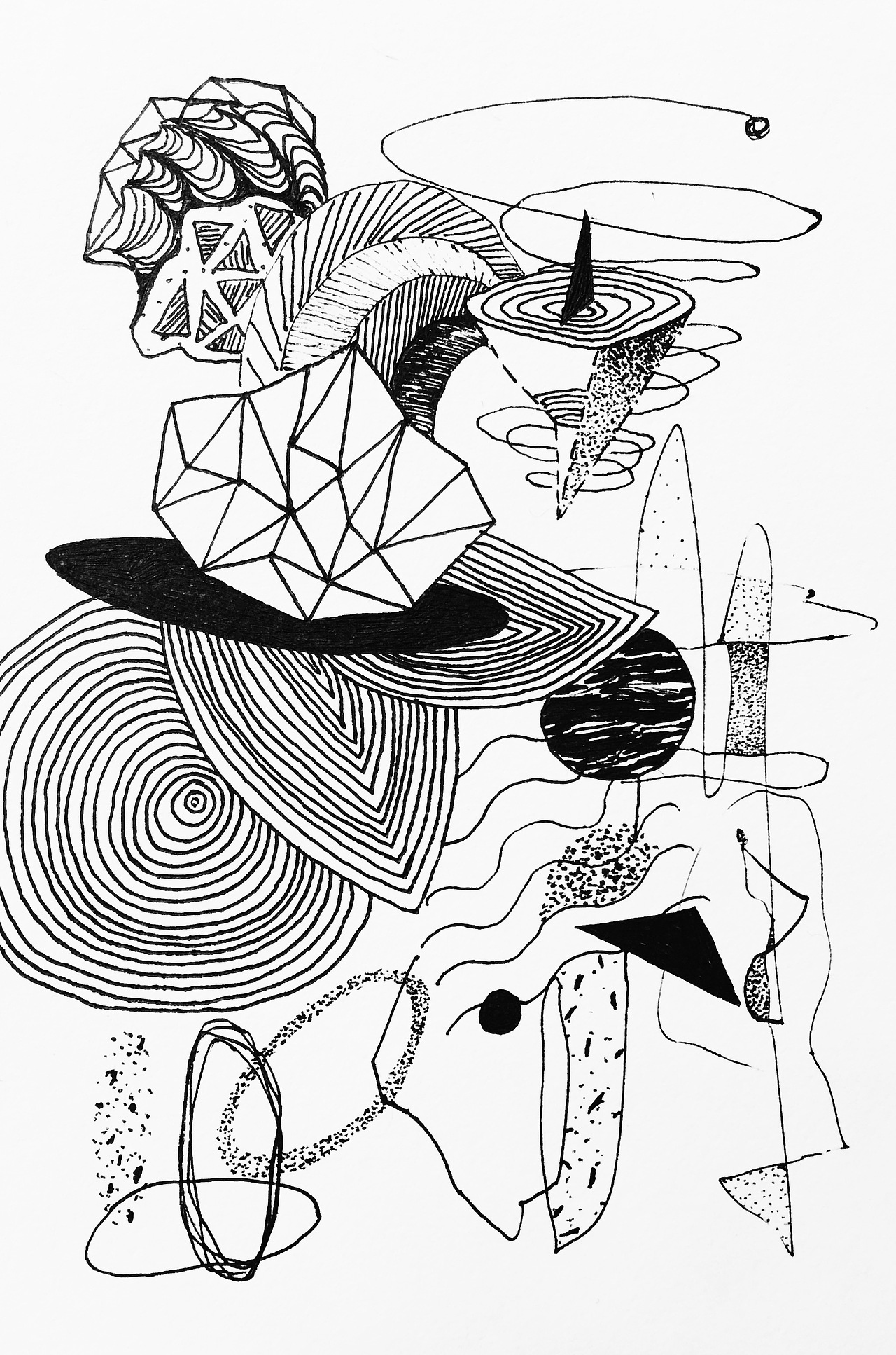 黑白点线面插画