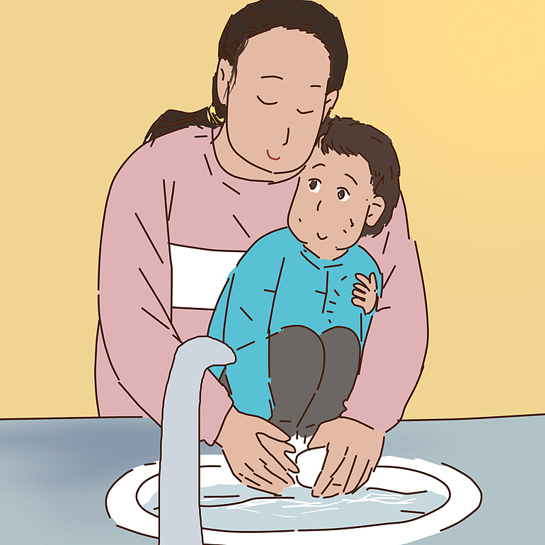 宗姐妹又给儿子洗手的时候,忽然有感动说:"不管宝宝的手脏还是不脏