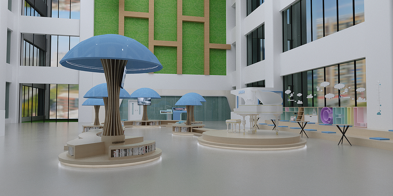 医院大厅 读书角 儿童区 大厅美陈(飞机稿)